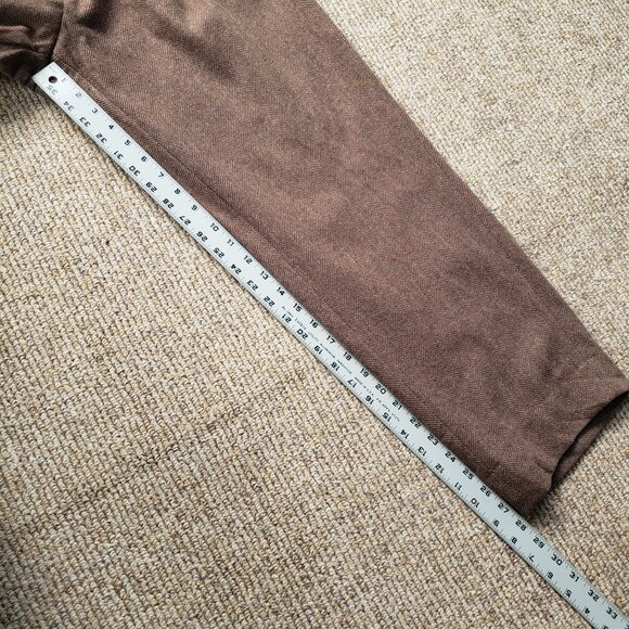 Vintage Eddie Bauer 100% Wool Herringbone Pants Trousers Brown 34x28 Suspenders - Picture 9 of 10